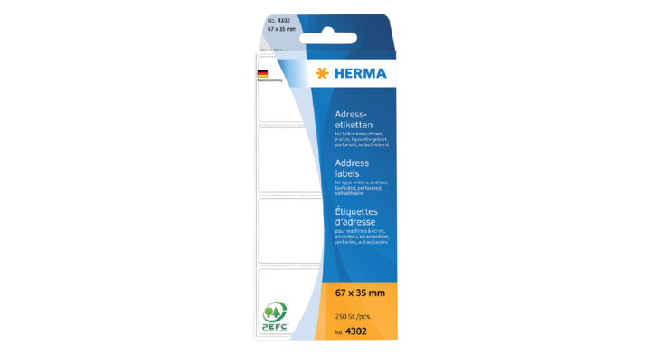 Etiket herma adres 4302 67x35mm 250st leporello