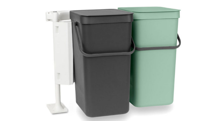 Brabantia, afvalemmers, 2x16 liter, jade/donker grijs, VB 110023