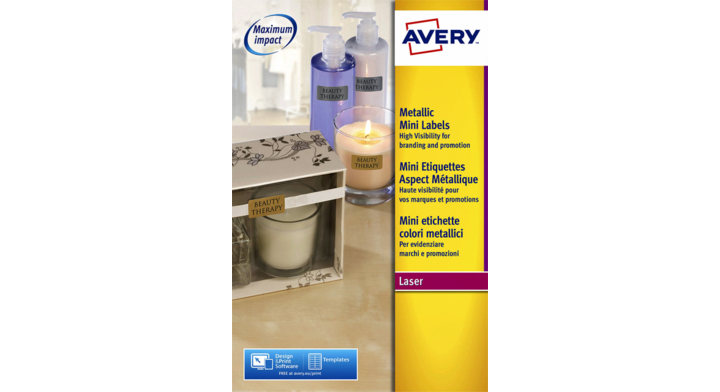 Etiket avery l7680-25 38.1x21.2mm goud 1625st