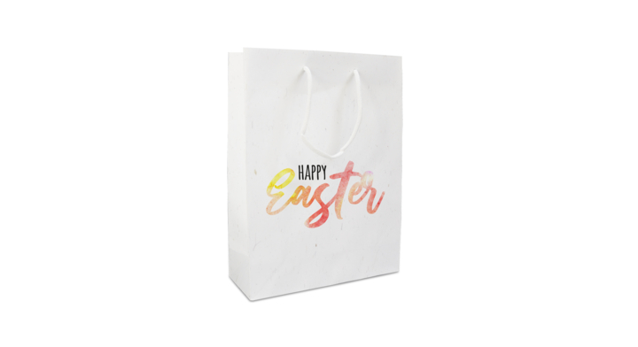Luxe pasen tassen,Happy Easter, 20+8x26cm, (100st) wit