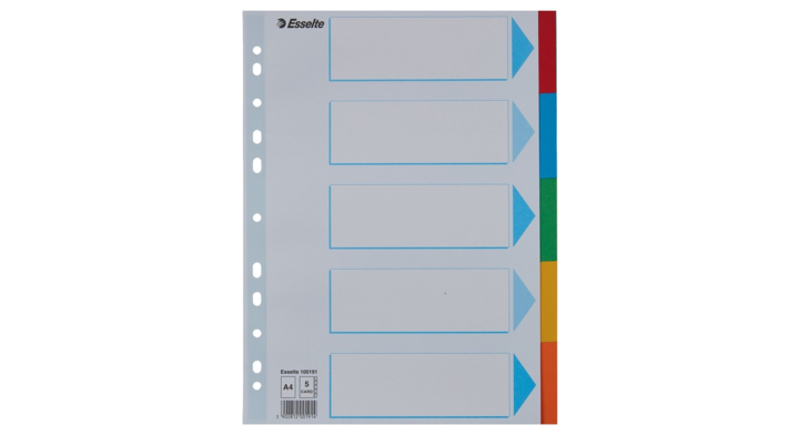 Tabbladen esselte a4 11r karton 5dlg(100191)
