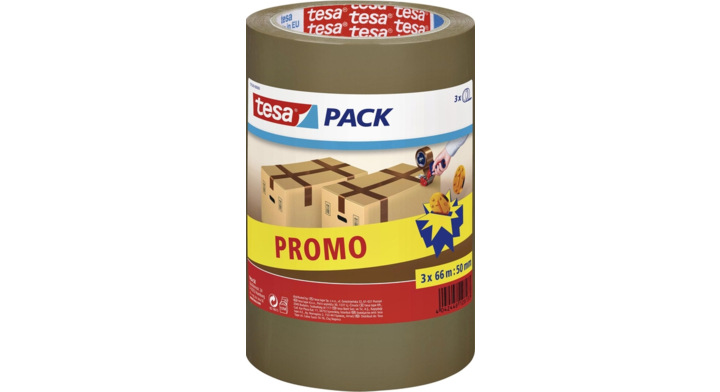 Verpakkingstape tesa 57529 50mmx66m bruin, 3 rol
