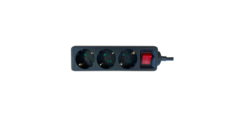 Stekkerdoos brasq  3 voudig 3 meter zwart(8742607)