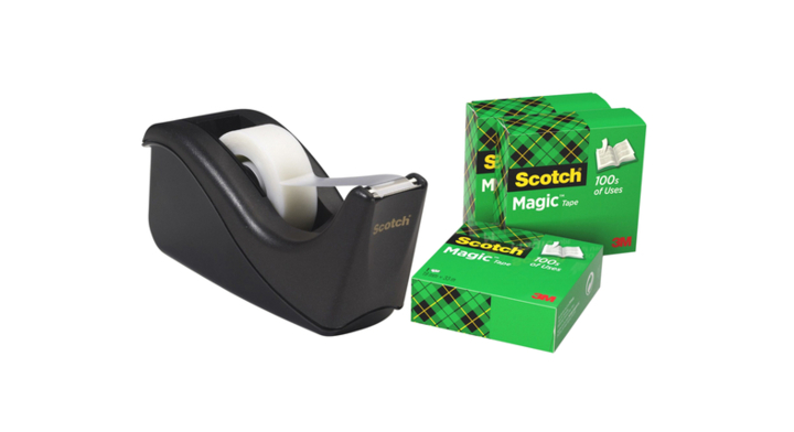 Plakbandhouder scotch c60 zwart + 4 rol magic tape(c60bk4)