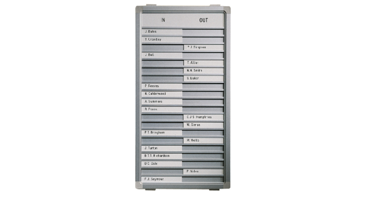 Infobord lega aan/afwezig 31x28cm 10 posities