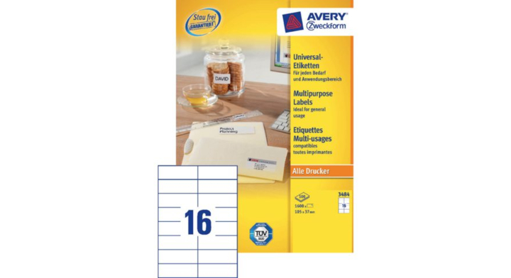 Etiket avery zweck 3484 105x37mm 1600st