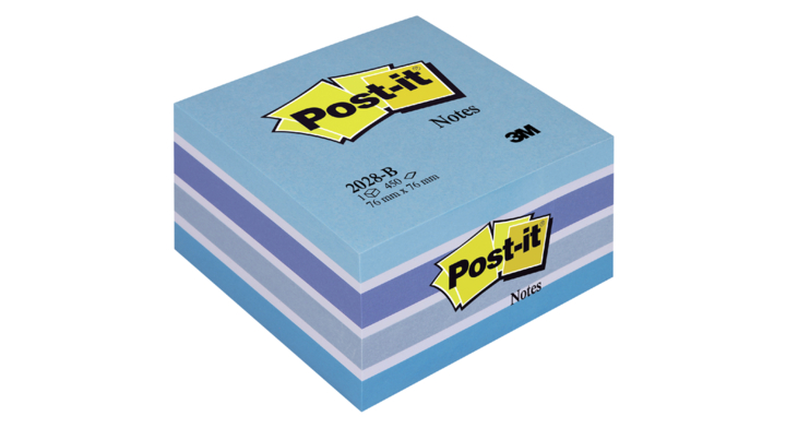 Memoblok 3m post-it 2028b 76x76mm aquarelle blauw