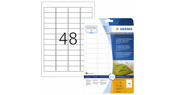 Etiket herma 8016 45.7x21.2mm transparant a4 1200st(8016)