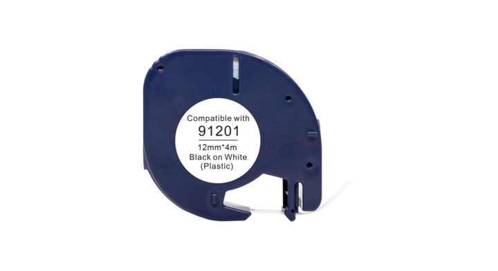 Lettertape compatible dymo91201 letratag 12mmx4m plastic wit