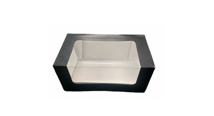 Gebaksdoos, zwart, met venster, 21x12x10cm (50 stuks)