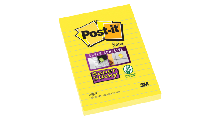 Memoblok 3m post-it 660-s super sticky+lyn 102x152