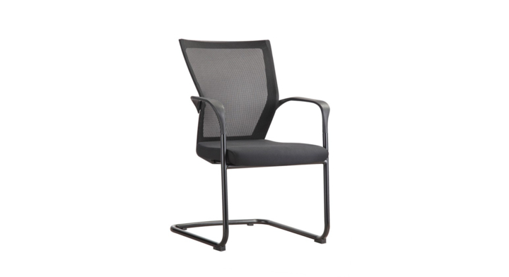 Vergaderstoel slede 604.Frame zwart,mesh rug zwart polyether