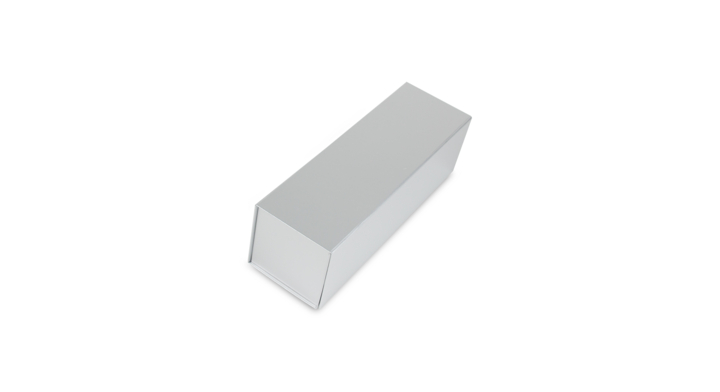Luxe wijnflesdoos, 33x10x10cm, magneetsluiting, zilver (25)