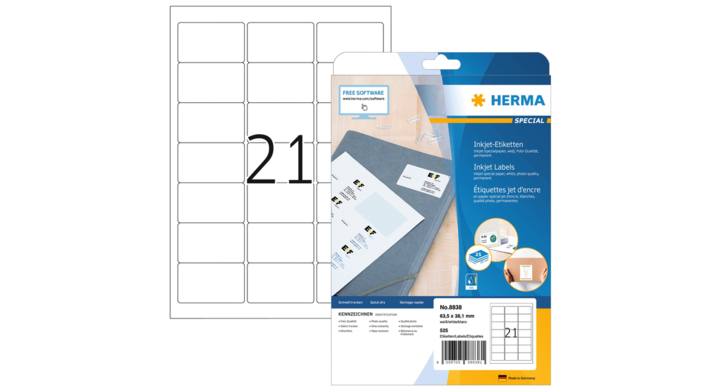 Etiket herma inkprint 8838 63.5x38.1mm 525st