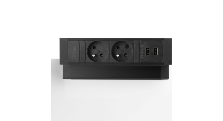 Filex, Power Desk Up 2.0, 2x 230V Frans, 2x Usb, zwart