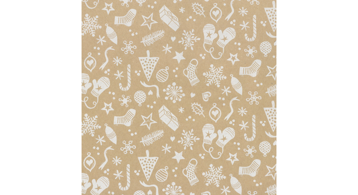 Cadeaupapier Kerst, 30cm x 200 meter, D078, bruin