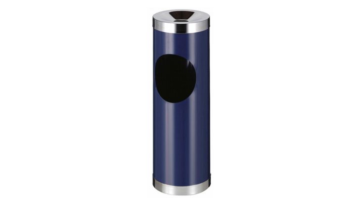 Stalen afvalbak met ashouder, 30 liter, blauw, VB 174000