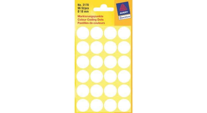 Etiket avery zweck 3170 18mm 96st