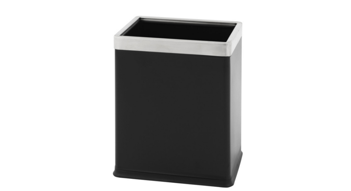 Dubbelwandige papierbak, 10 liter, zwart/RVS, VB 650118
