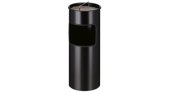 Afvalbak met ashouder, 30 liter, zwart, VB 150590