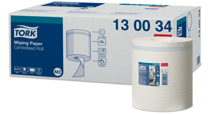 Tork Premium | Midi Poetsrol | 165 Meter | 1-Laags | Cellulose | M2 | Wit | 130034 (6 stuks)