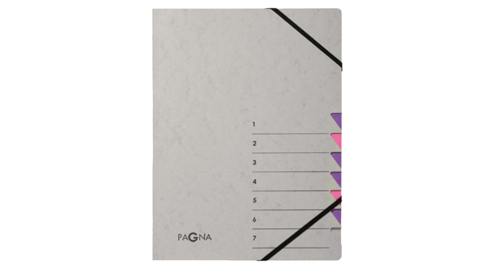 Sorteermap pagna easy 7tab a4 pp grijs/lila(p4430710)