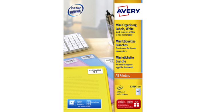 Etiket avery l7654-100 45.7x25.4mm 4000st