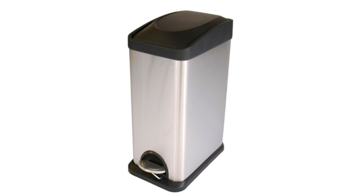 Rechthoekige pedaalemmer, 15 liter, mat RVS, VB 947603