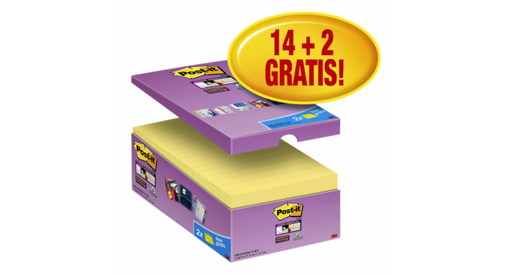 Memoblok 3m post-it 655 76x127mm ss geel(655-p16)