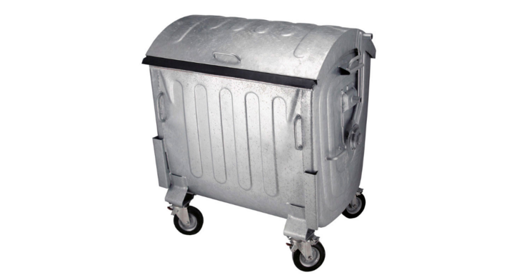 Container met bol deksel, 1100 liter, verzinkt, VB 110050