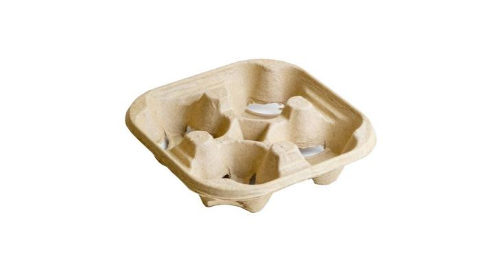 Draagtray, kartonpulp voor 4 bekers (200 stuks)