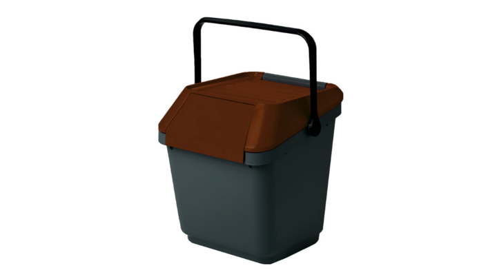 Easymax, stapelbare afvalbak, 35 ltr, grijs/bruin, VB 187850