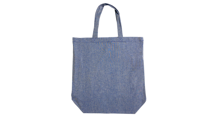 Draagtas, katoen, 42x44+2x7cm, recycled, blauw (100 stuks)