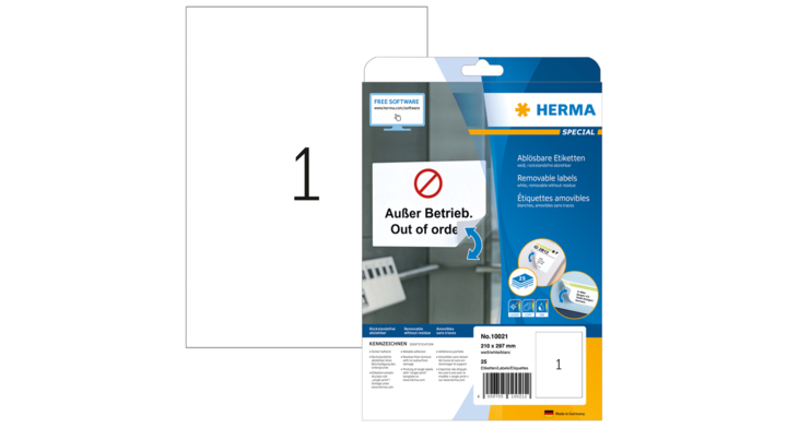 Etiket herma movable 10021 210x297mm a4 25st