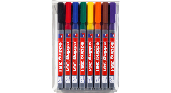 Viltstift edding 361 whiteboard rond 1mm assorti(4-361-8)