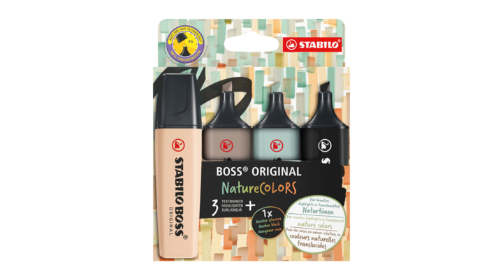 Markeerstift stabilo boss 70/4 nature etui à 4st(70/4-2-5)