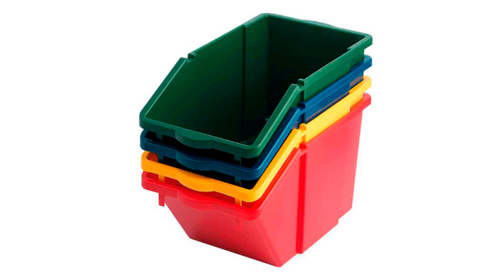 Recyclingbox, kunststof stapelbak, 45 liter, geel, VB 206800