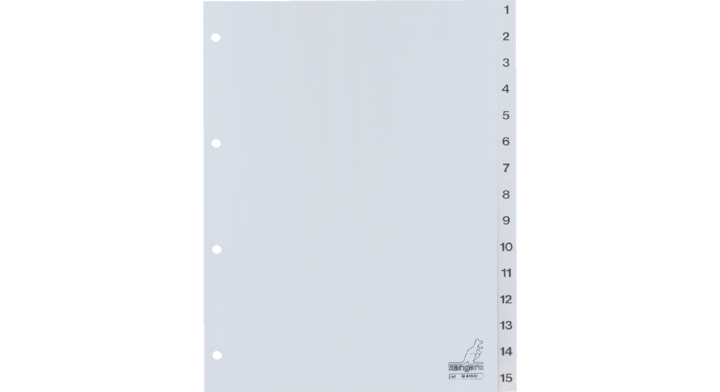 Tabblad kangaro g415c a4 4r pp 15dlg 1-15 grijs(g415c)