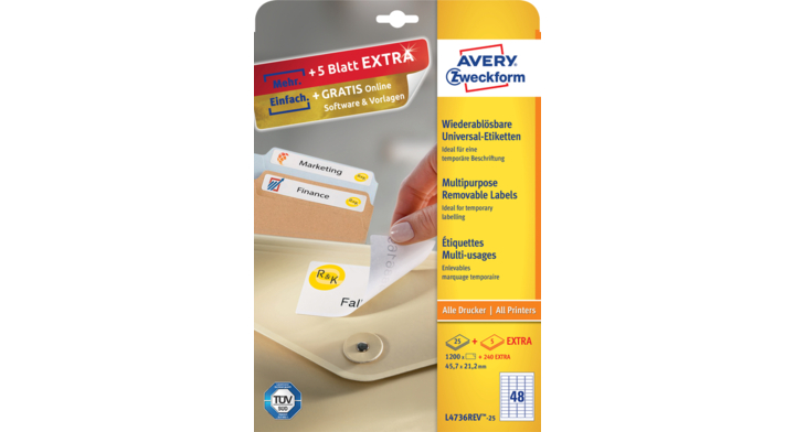 Etiket avery l4736rev-25 45.7x21.2mm 1200st