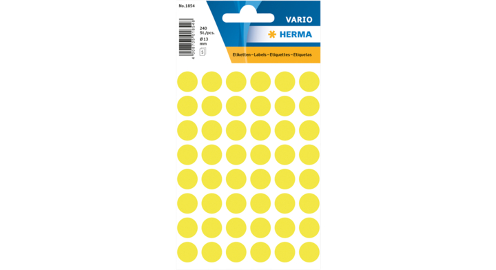 Etiket herma 1854 rond 12mm fluor geel 240st