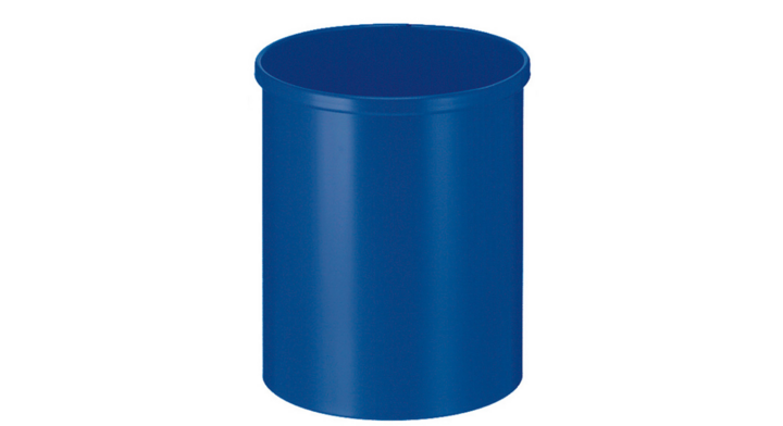 Metalen papierbak, rond, 15 liter, blauw, VB 100100