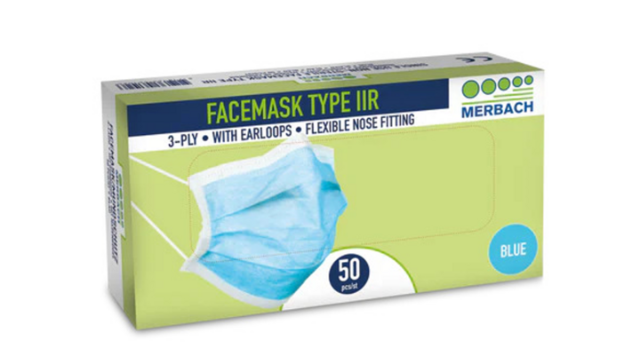 Mondmasker, disposable, type IIR, blauw (50 stuk)