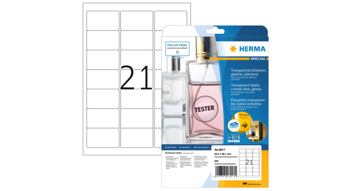 Etiket herma 8017 63.5x38.1mm transparant a4 525st(8017)