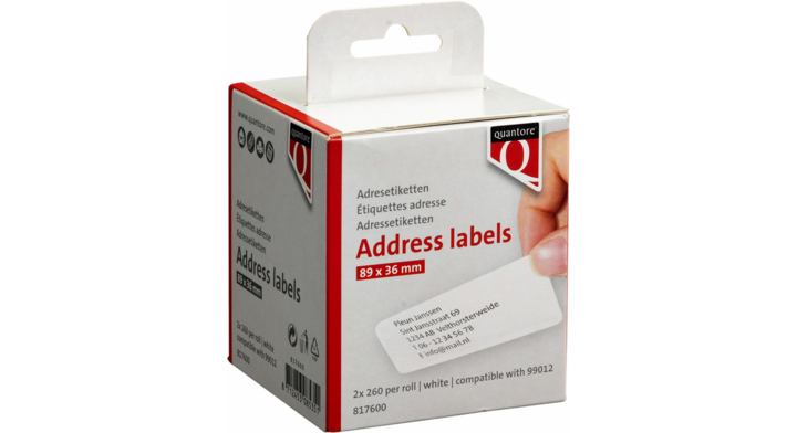 Label etiket quantore 99012 89mmx36mm adres wit(q99012)