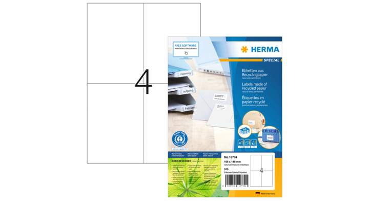 Etiket herma recycling 105x148mm wit(10734)