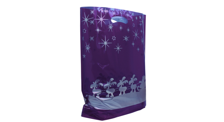 Tas, Kerst, 38x45+2x4cm, dessin Tropic Xmas , paars (500 st)