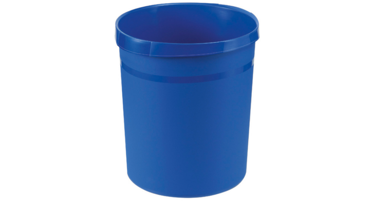 Kunststof papierbak, rond, 18 liter, blauw, VB 090057