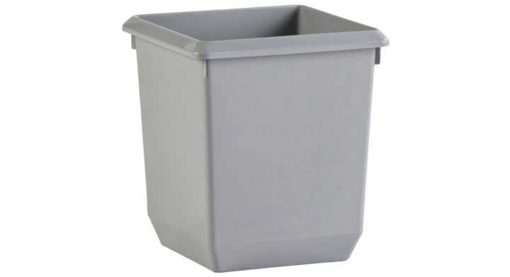 Kunststof papierbak, vierkant, 21 liter, grijs, VB 045457