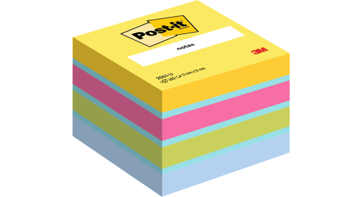 Memoblok 3m post-it 2051 51x51mm assorti kleur(2051u)