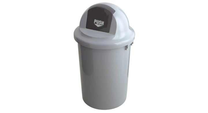 Kunststof afvalbak met klapdeksel, 60 liter, grijs,VB 200060